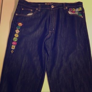 Risk Jeans Embroidered Unique Mens 44x32
